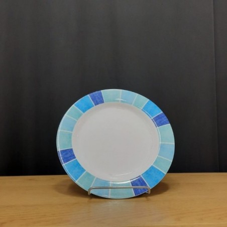PLATO PLAYO AZUL CUADROS 25 CM