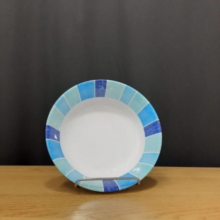 BOWL REDONDO AZUL CUADROS 18 X 4 CM