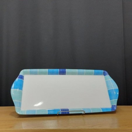BANDEJA BUDINERA AZUL CUADROS 40 X 17 CM