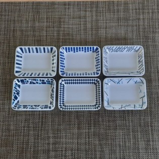 BOWL RECT. SUSHI  6 DIS. AZUL 9 x 7 CM