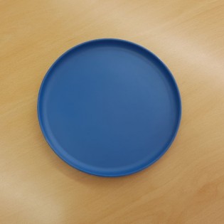 PLATO POSTRE 21 CM BORDE AZUL MATE