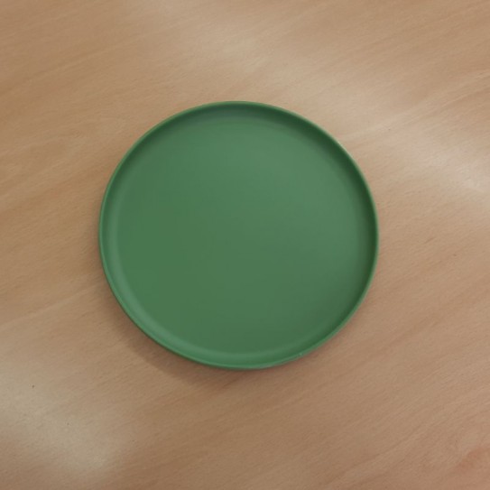 PLATO POSTRE 21 CM BORDE VERDE MATE