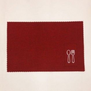 INDIVIDUAL BOLSILLO ROJO x 4 PCS 45x30 CM