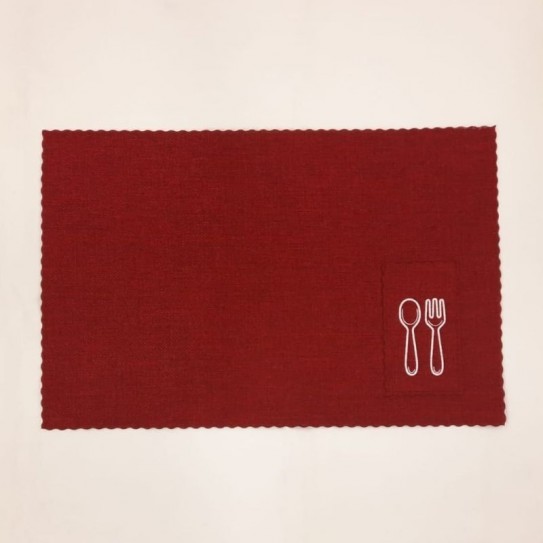 INDIVIDUAL BOLSILLO ROJO x 4 PCS 45x30 CM