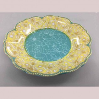 PLATO HONDO FLOR TURQUESA - Ø 23 cm x 3 cm