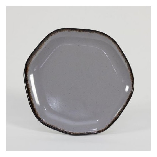 PLATO POSTRE PENTAGONAL MILAN GRIS 21,5 CM