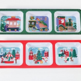 BANDEJA 3 DIV. 49,5 x 16 CM - 2 DIS. NAVIDAD