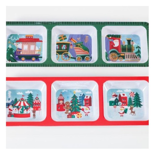 BANDEJA 3 DIV. 49,5 x 16 CM - 2 DIS. NAVIDAD