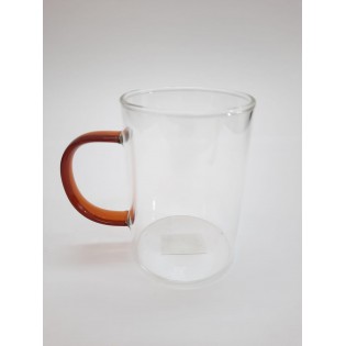 TAZA DE VIDRIO GRANDE CON ASA CARAMEL  300ML
