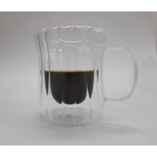 TAZA  RAYADA DOBLE VIDRIO 250ML