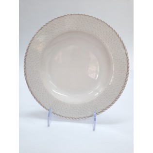 PLATO POSTRE CREMA CUADRILLE , 20CM