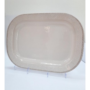 FUENTE OVAL CREMA CUADRILLE, 37 X 44 CM