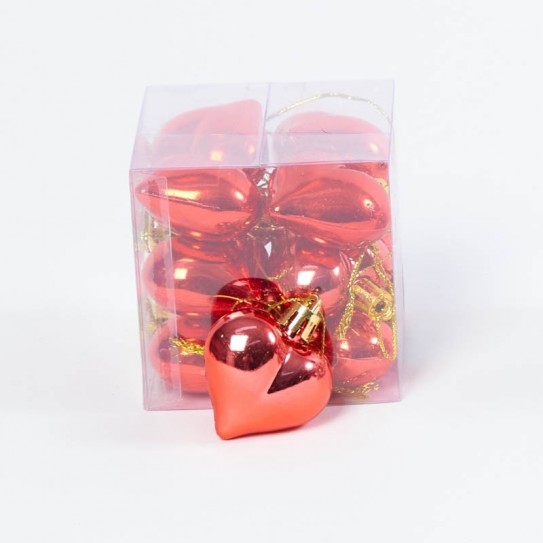 CAJA PVC 12 CORAZ MET. ROJOS. DE 4 CM