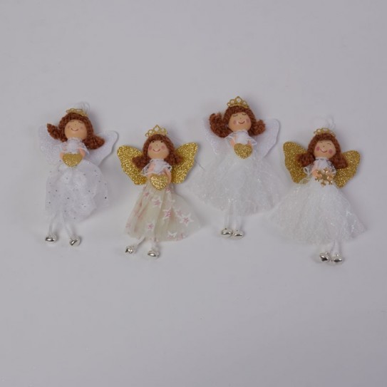 ANGEL BLANCO CON ALAS DOR Y PLAT. 4 SURTIDOS. 15 X 11 CM