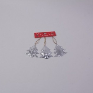 BLISTER 3 ARBOLES. METAL PLATA. 9,5 X 9 CM