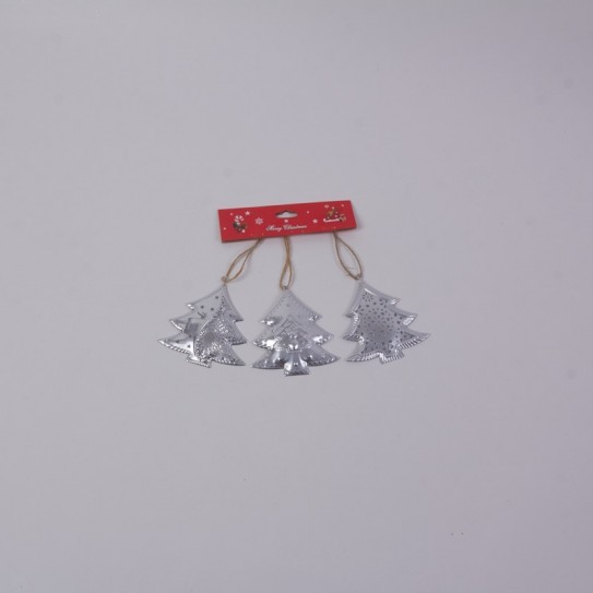 BLISTER 3 ARBOLES. METAL PLATA. 9,5 X 9 CM