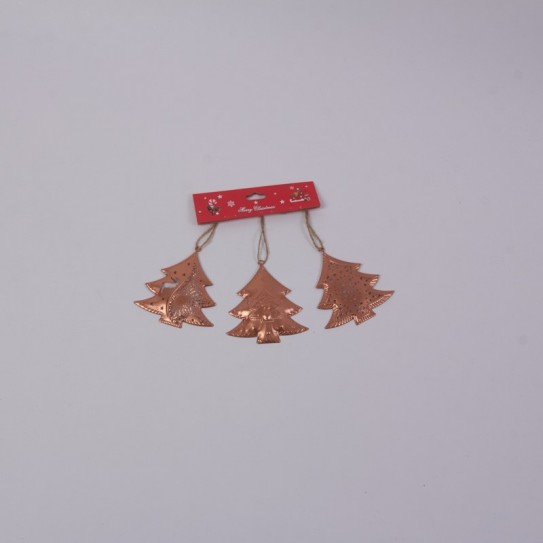 BLISTER 3 ARBOLES. METAL COBRE. 9,5 X 9 CM