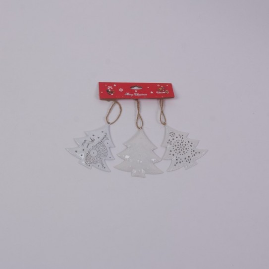 BLISTER 3 ARBOLES. METAL BLANCO. 9,5 X 9 CM