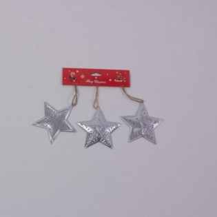 BLISTER 3 ESTRELLAS. METAL PLATA. 9 CM