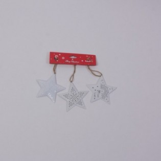 BLISTER 3 ESTRELLAS. METAL BLANCO. 9 CM