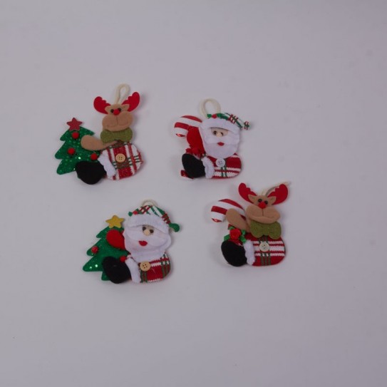 PAPA NOEL Y RENO DE COSTADO. 4 SURTIDOS. 13 X 15 CM