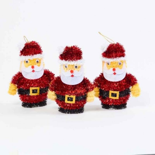 COLGANTE PAPA NOEL PELOS. 3 COLORES. 14 X 6 X 17 CM