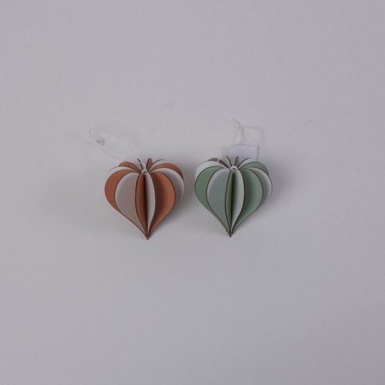 COLGANTE CORAZON MAD.12 CARAS. BICOLOR. 2 COL....