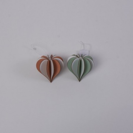 COLGANTE CORAZON MAD.12 CARAS. BICOLOR. 2 COL. 9 CM
