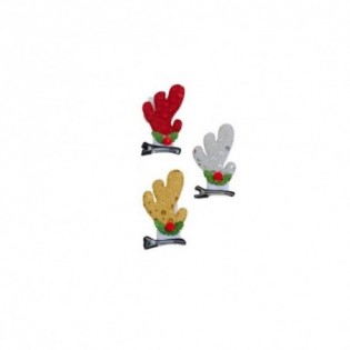 1 CLIP HEBILLA CUERNOS LENTEJUELAS 6 x 11 CM