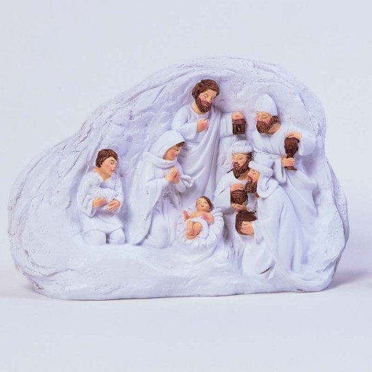 PESEBRE PIEDRA POLI. BLANCO 20 X 13,5 X 6 CM