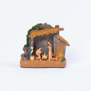 PESEBRE GR. POLI. CON LUZ. 19 X 18 X 8 CM