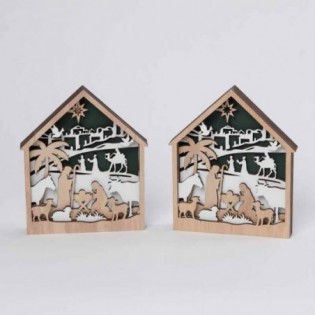 PESEBRE MADERA CALADO. 18 X 15 X 2,5 CM