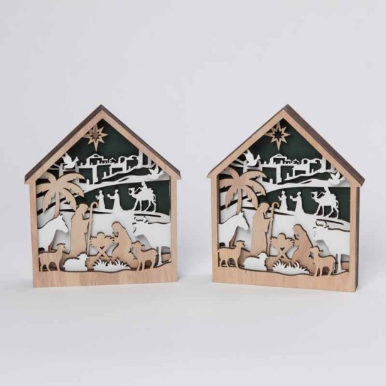 PESEBRE MADERA CALADO. 18 X 15 X 2,5 CM