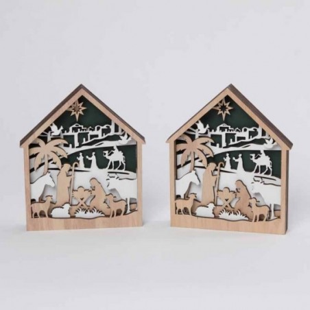 PESEBRE MADERA CALADO. 18 X 15 X 2,5 CM