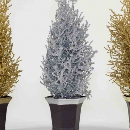 ARBOL DE NAVIDAD PLATA. 14 X 14 X 38 CM.