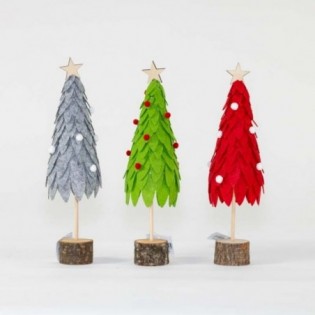 ARBOL MADERA FELPA. 3 COL. 9 X 9 X 27 CM