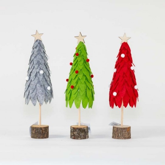 ARBOL MADERA FELPA. 3 COL. 9 X 9 X 27 CM