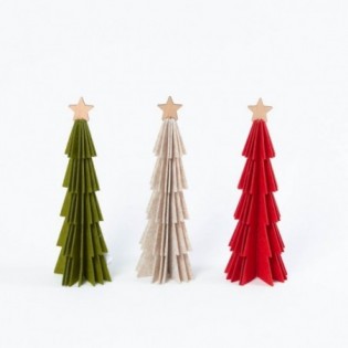 ARBOL FELPA ACORDEON CON ESTRELLA. 3 COLORES. 26 CM.