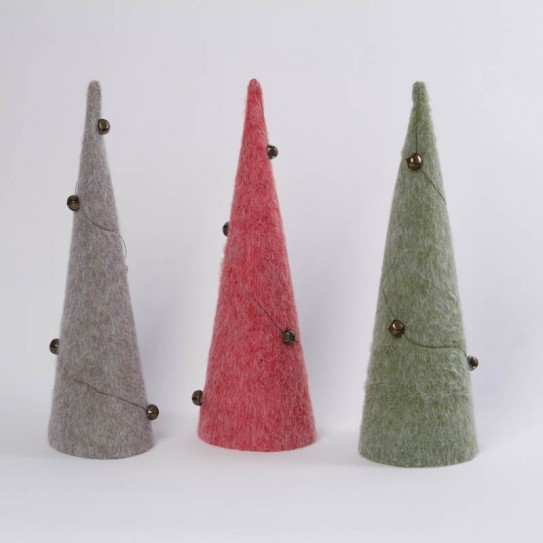 ARBOL CONICO FELPA. 3 COL. CON 5 CASC. 45 CM