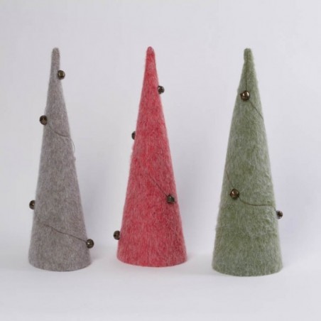 ARBOL CONICO FELPA. 3 COL. CON 5 CASC. 45 CM