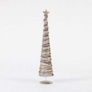 ARBOL CONICO METAL RATTAN CON ESTRELLA. 50 CM.