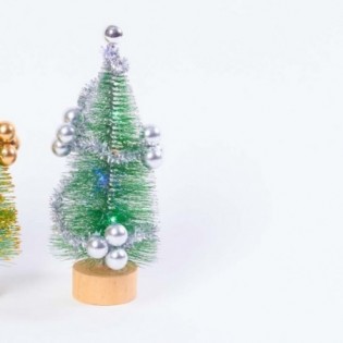 ARBOL GUIRNALDA PLATEADO CON LUZ. 12 X 25 CM