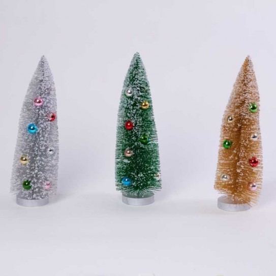 ARBOL GLITTER BOLAS Y PTA NEVADA VERDE. DE 30 X 10 CM