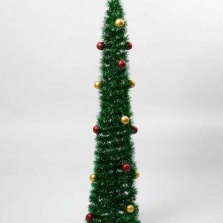 ARBOL BRILLANTE PLEGABLE CON BOLAS. DE 150 CM.