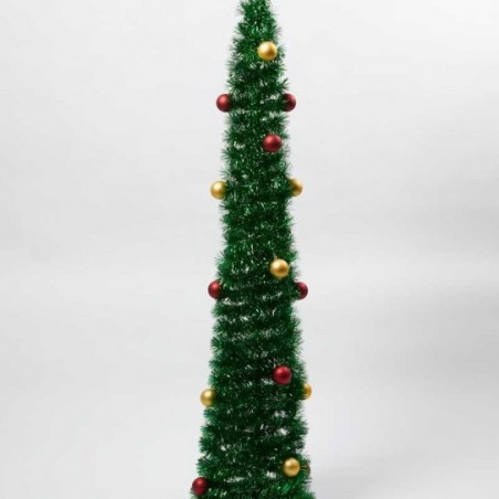 ARBOL BRILLANTE PLEGABLE CON BOLAS. DE 150 CM.