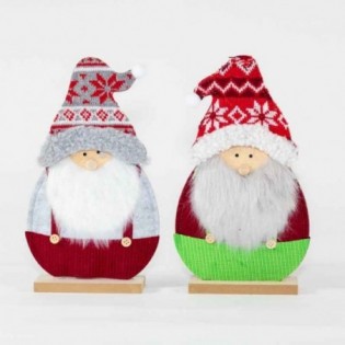 PAPA NOEL MADERA TELA. 17,5 X 5,1 X 29 CM.