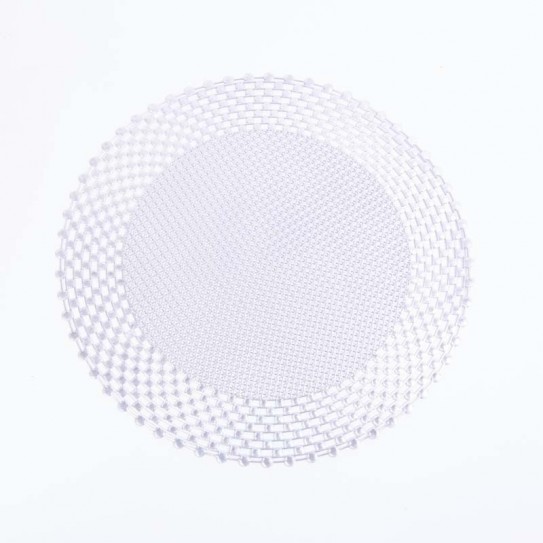 INDIVIDUAL BORDE CALADO. PLATEADO X 4. 38 CM.