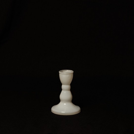 PORTAVELAS VIDRIO REDONDO. BLANCO. 9 X 6,5 CM.