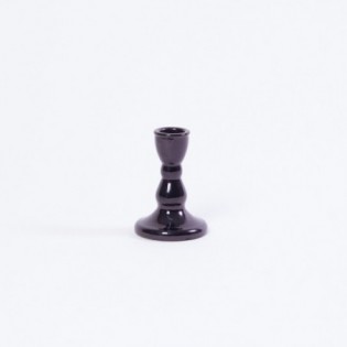 PORTAVELAS VIDRIO REDONDO. NEGRO. 9 X 6,5 CM.