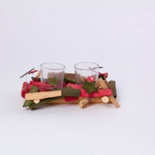 PORTAVELA DOBLE YENGA. 20 X 13 X 8 CM